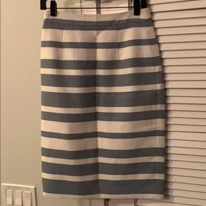 Blue and white striped pencil skirt